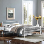 CasaFoyer Alina Platform Queen Bed Frame | Rustic Design | Sturdy Steel Frame | Supports 1323 lbs | No Box Spring Needed | Compatible with Memory Foam, Spring, Latex, Hybrid Mattresses | Mattress not included