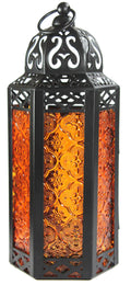 VELA LANTERNS Moroccan Candle Lantern Decorative Candle Holder Lamp for Table or Hanging, Ramadan and Halloween Decorations, Out