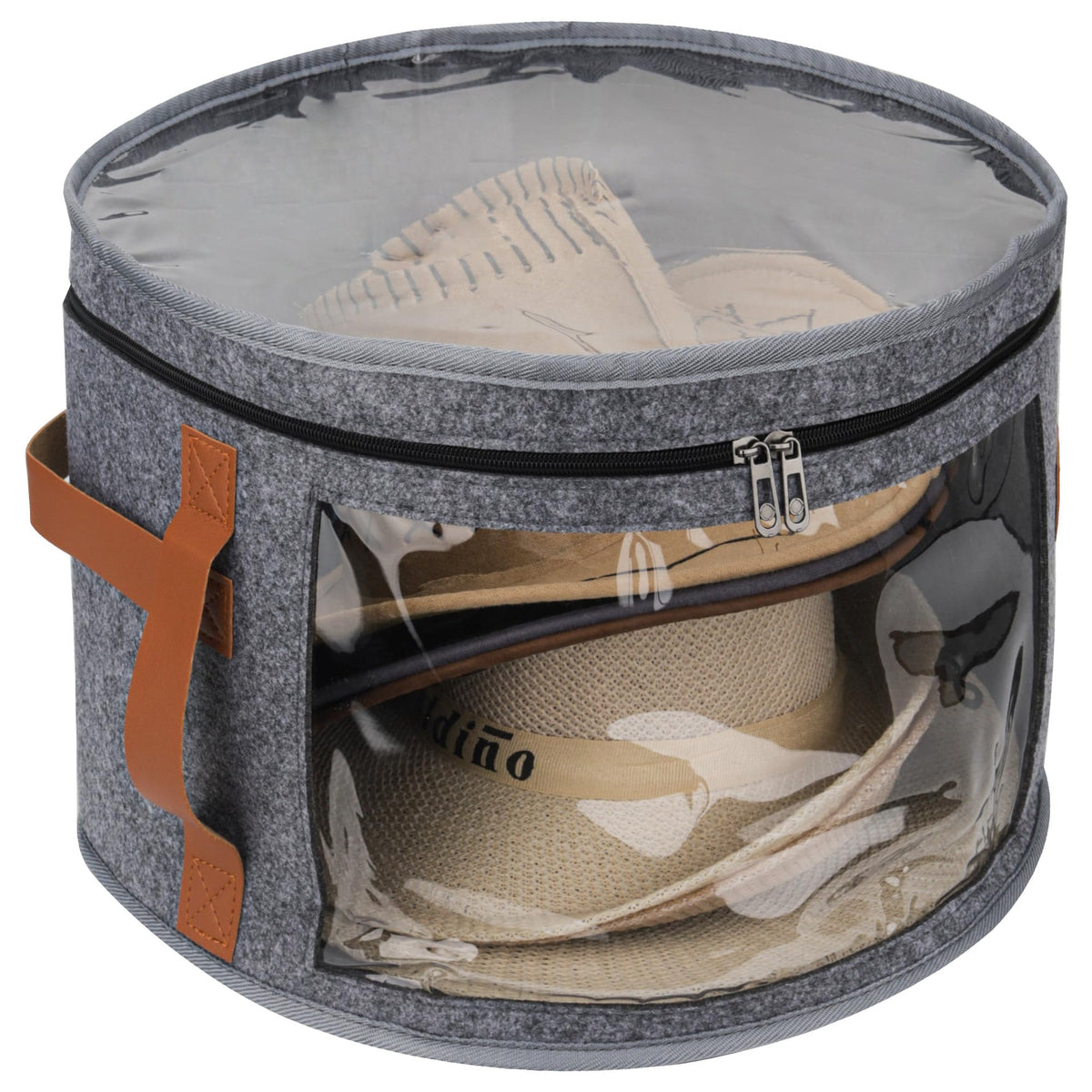 Veki Hat Organizer, Hat Box for Women Storage, Grey