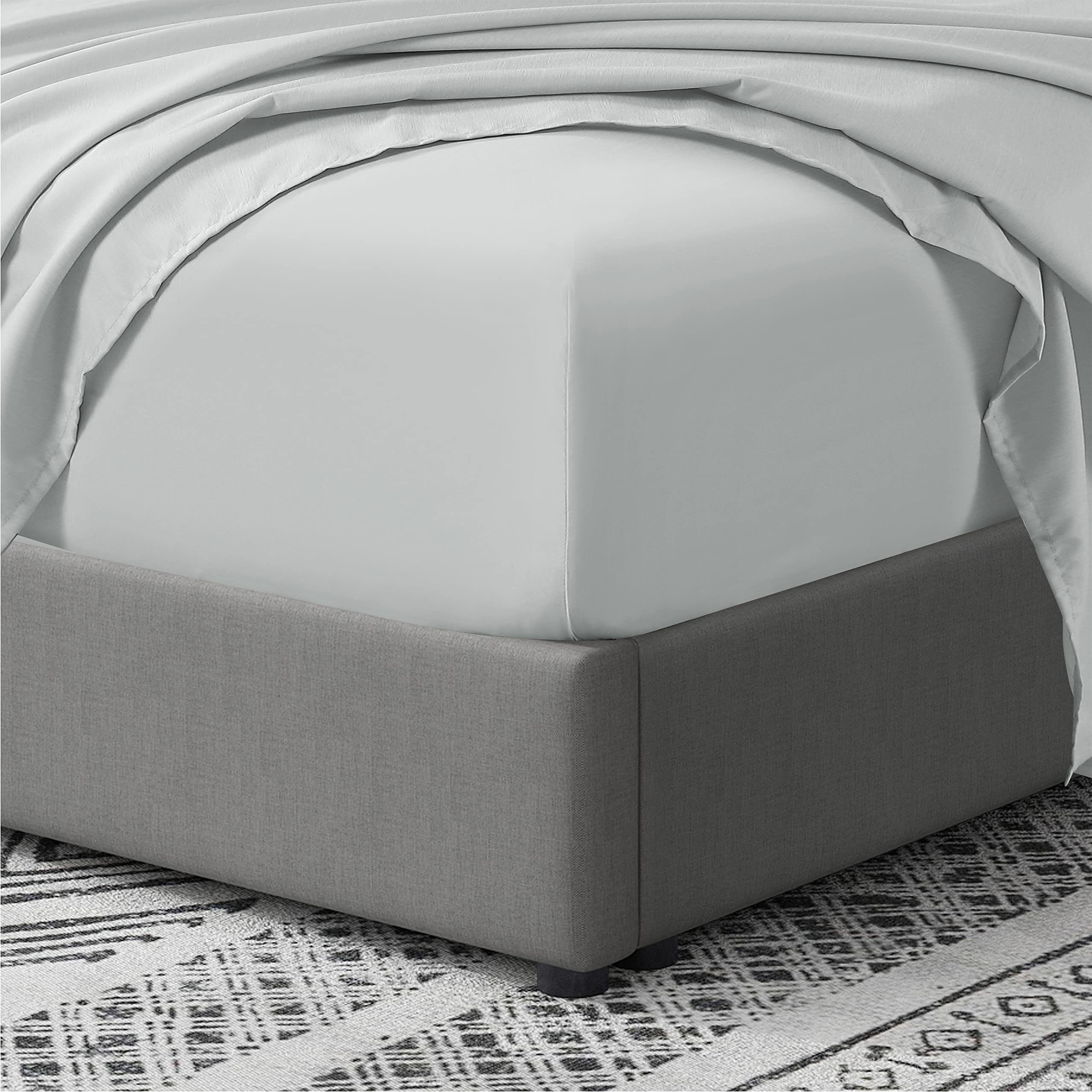 Cathay Home Twin Fitted Sheet - Double Brushed Ultra Soft - Wrinkle & Fade Resistant - 21' Extra Deep Pocket Fitted Sheet Only - Good Fit For 19'-23' Deep Mattress (Twin, Light Gray)