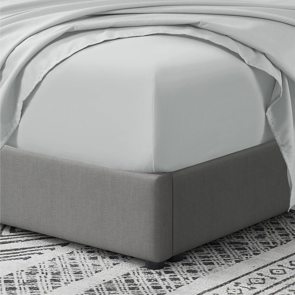 Cathay Home Full Fitted Sheet - Double Brushed Ultra Soft - Wrinkle & Fade Resistant - 21' Extra Deep Pocket Fitted Sheet Only - Good Fit For 19'-23' Deep Mattress (Full, Light Gray)