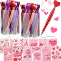 Sayglossy 72 Pcs Valentine'S Day Heart Shaped Pens And Mini Valentines Day Notepads Set Include 36 Heart Ballpoint Pens Black In