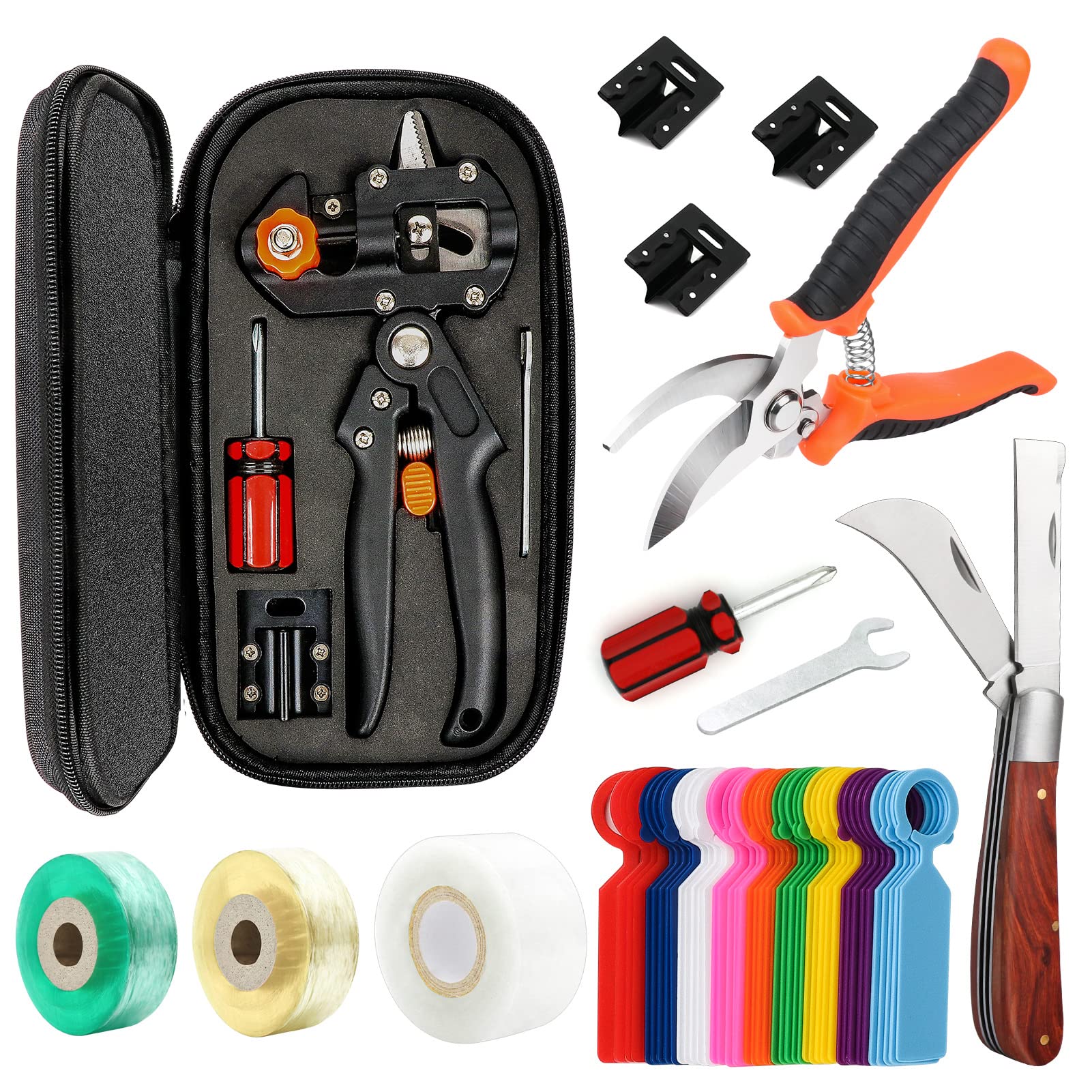 Upgrage Garden Grafting Tools, 2 In 1 Garden Pruning Tools Including Grafting Knife, Pruning Shears, Replacement Blades Grafting