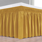 Biscaynebay Wrap Around Bed Skirts For King & Cal King Beds 18' Drop, Christmas Gold Adjustable Elastic Dust Ruffles Easy Fit W