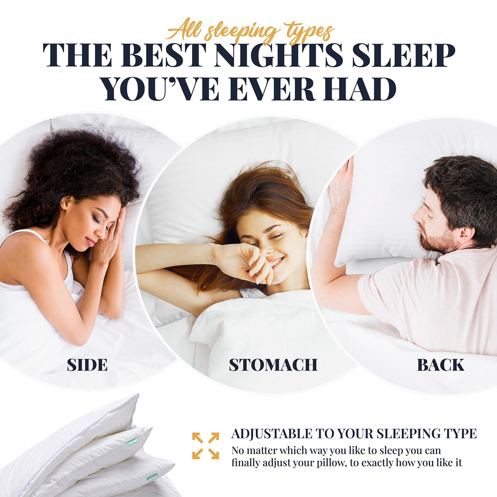 Eversnug Adjustable Layer Pillows For Sleeping - Set Of 2, Cooling, Luxury Pillows For Back, Stomach Or Side Sleepers (Queen (Pa