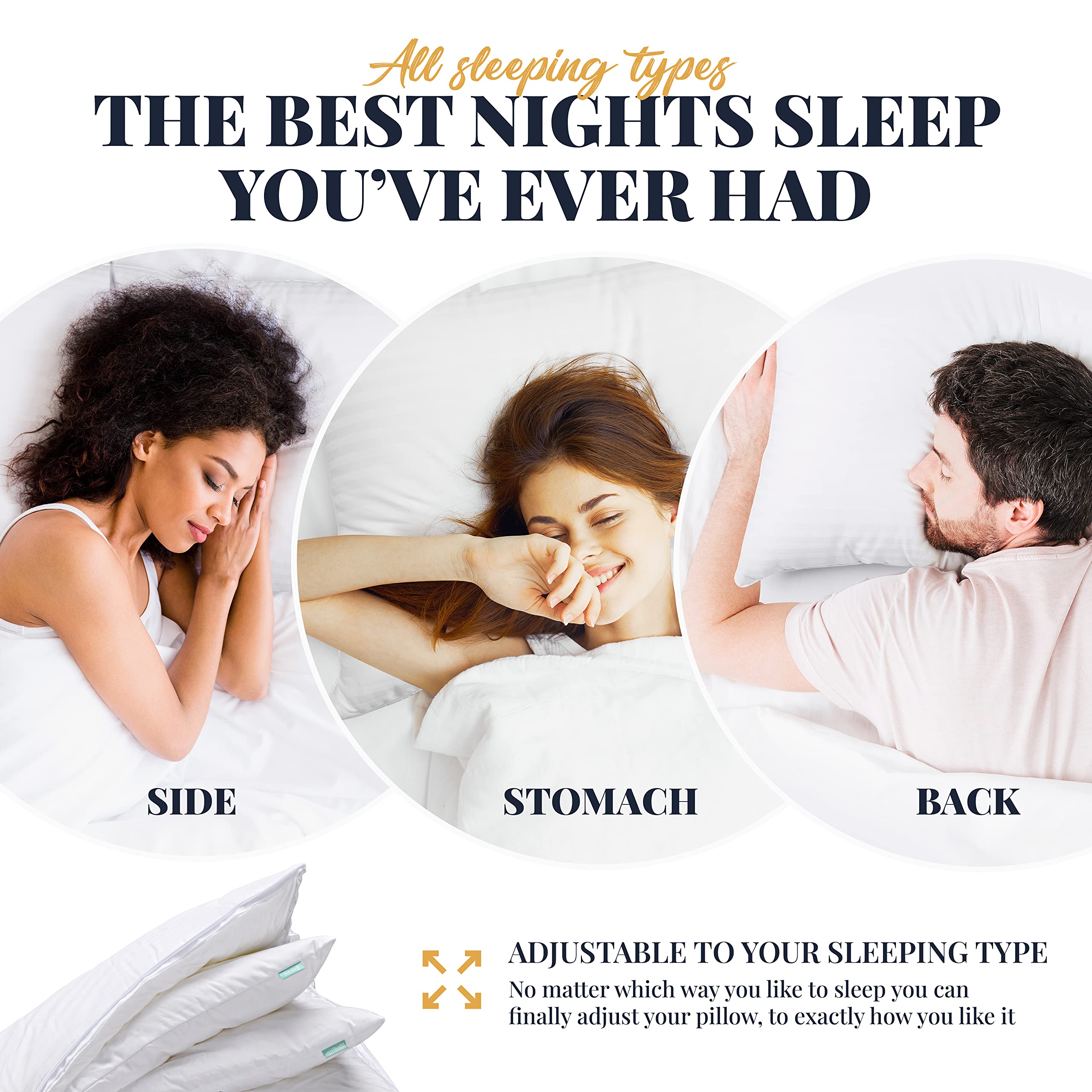 Eversnug Adjustable Layer Pillows For Sleeping - Set Of 2, Cooling, Luxury Pillows For Back, Stomach Or Side Sleepers (Queen (Pa