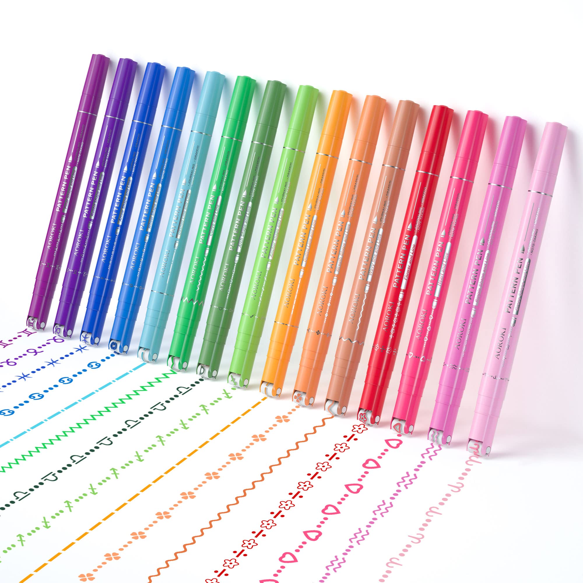 Aoroki 15 Colors Curve Highlighter Pens Set