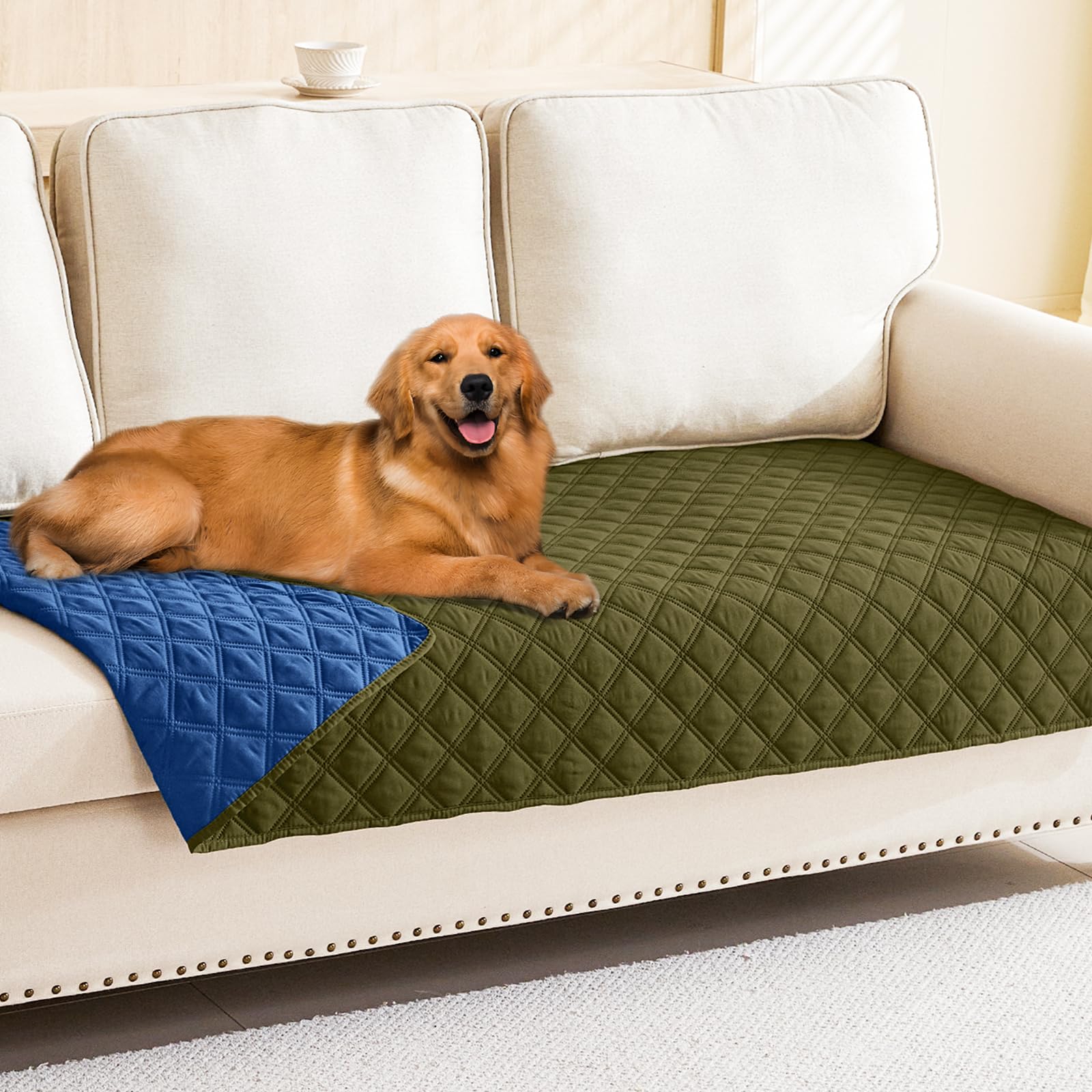 Smiry Waterproof Dog Bed Cover Pet Blanket, Soft Washable Dog Blanket for Furniture Bed Couch Sofa Reversible, Checkered (30x80,