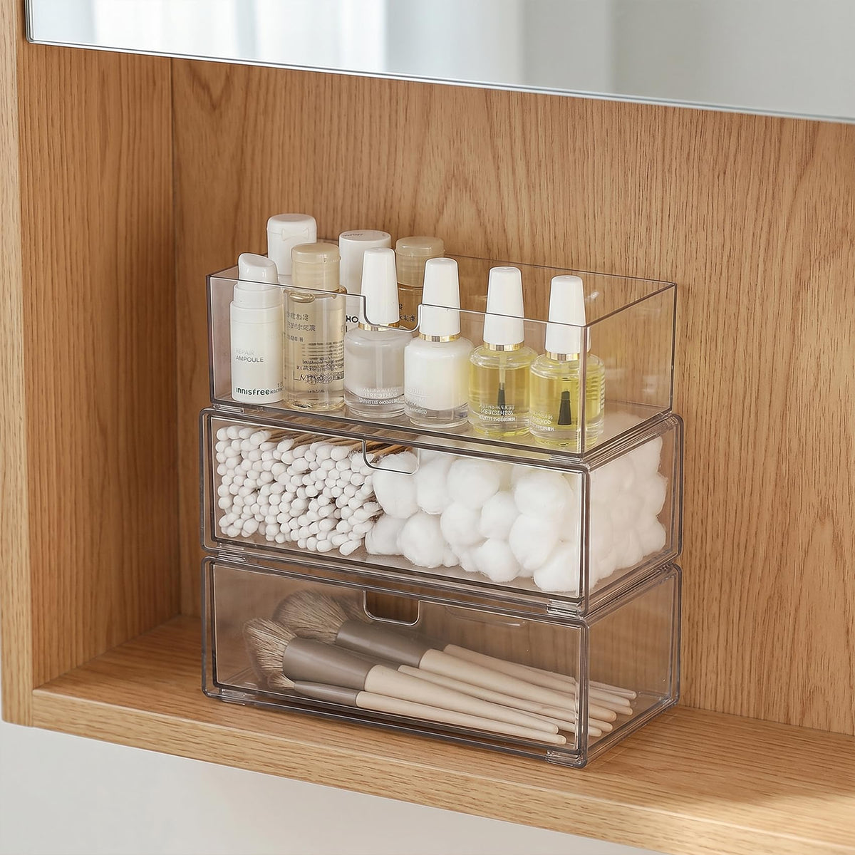 Gurwen Stackable Medicine Cabinet Organizer for Bathroom, 3 Pack