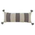 Benjara 36 x 14 Cotton Accent Pillow with Trimmed Fringe Details, Set of 4, Gray and Cream