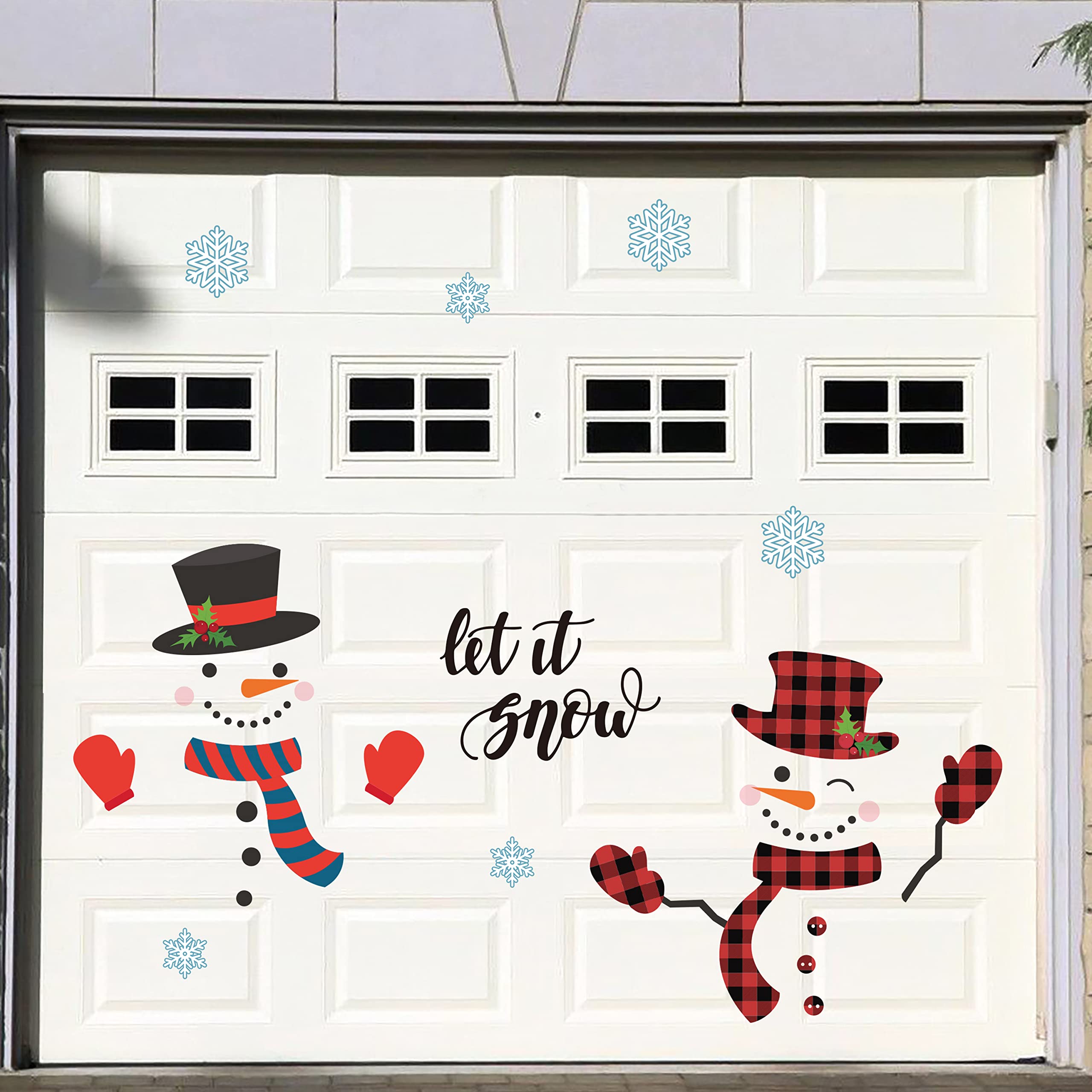 H1Vojoxo 12Pcs Garage Door Christmas Decoration, Magnet Stickers For Refrigerator, Snowman Face Decals For Xmas Party Supplies