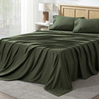 Andency Queen Sheet Set 4 Pieces, Dark Olive Green Super Soft Sheets For Queen Size Bed, Microfiber Queen Sheet, Deep Pocket Up To 16', Hotel Luxury Breathable & Cooling Bed Sheet Set