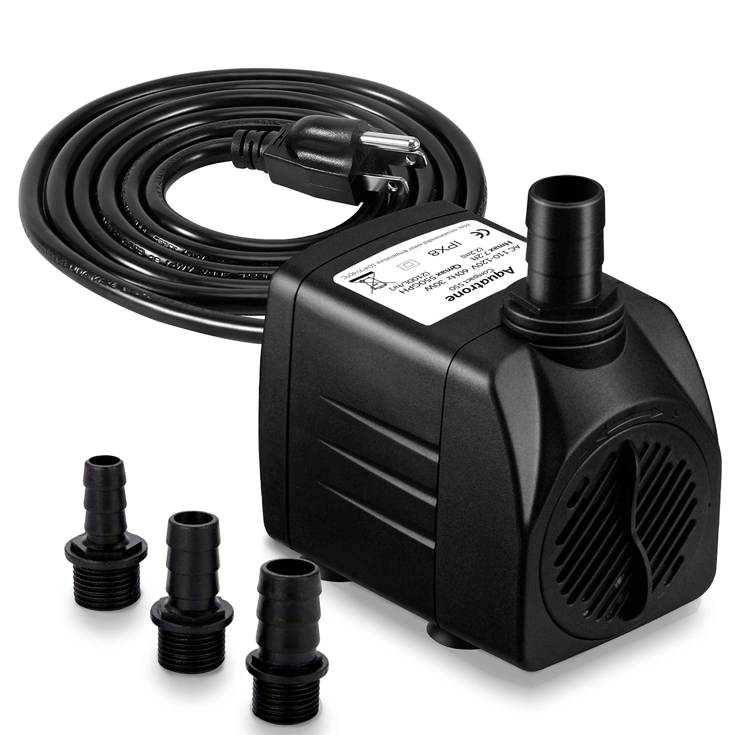 550Gph Submersible Water Pump (2000L/Hr, 30W) - Ultra Quiet Pond Pump - Outdoor Fountain Pump With 7.2Ft Vertical Lift - Aquariu