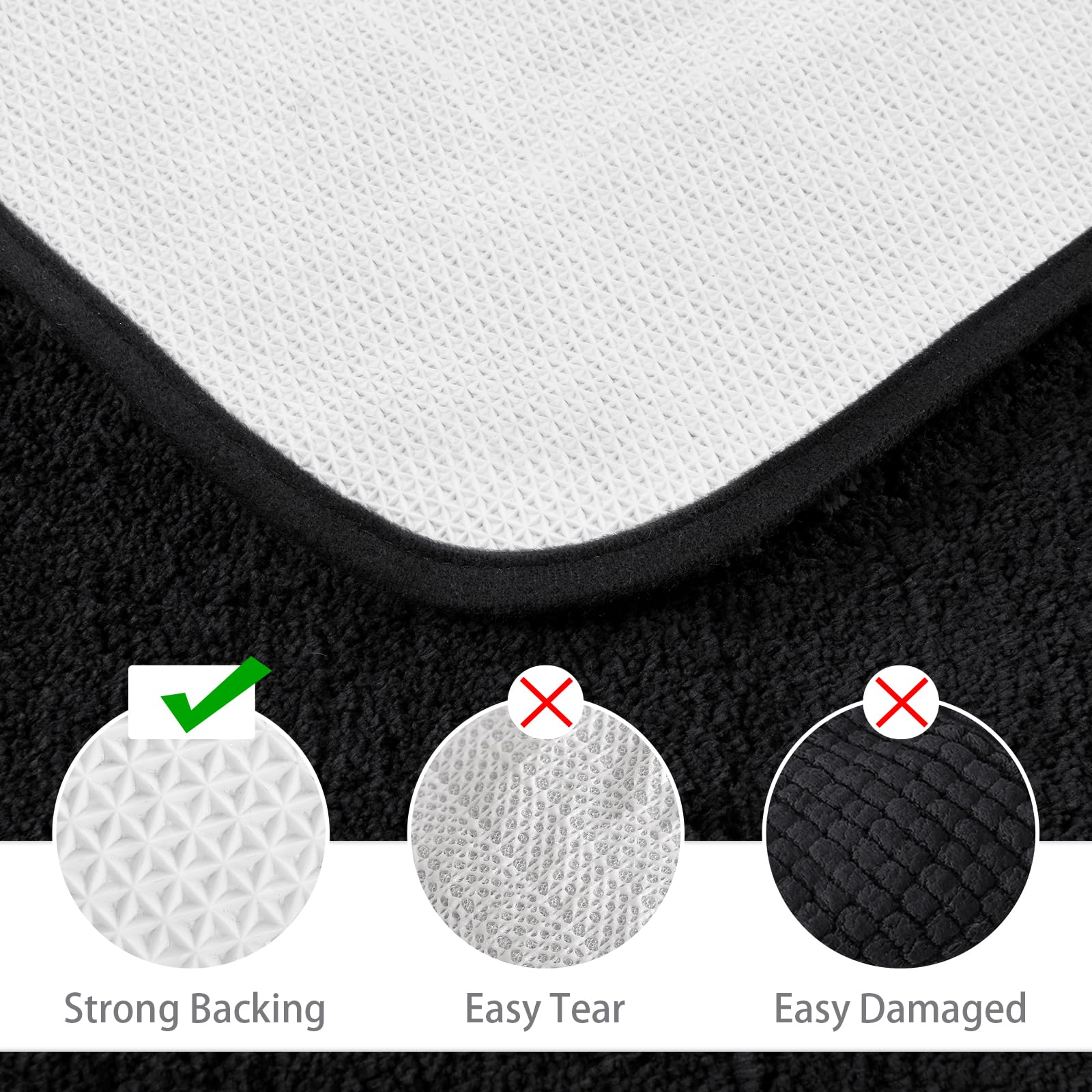 Lochas Bathroom Rug Set Black, Soft Bath Rug Set 2 Piece Set, Toilet Mat U-Shaped 20X20 And 34X20 Bathroom Rugs, Quickly Dry Mat