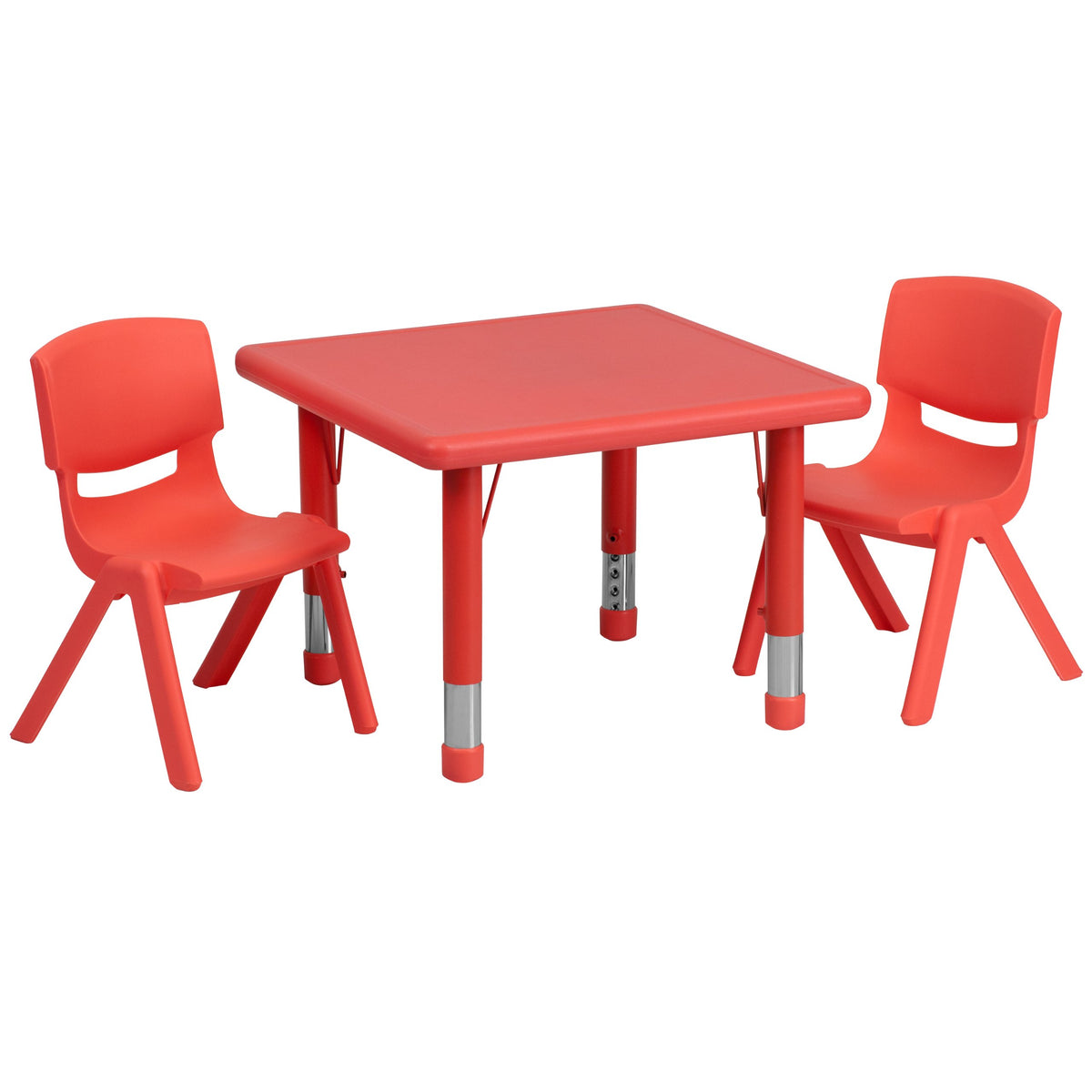 Flash Furniture Square Activity Table Set, 24&quot;W x 24&quot;D x 14.50&quot; - 23.75&quot;H, Red