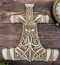 Ebros Gift North Mythology Son of Odin Thor Hammer Wall Decor Viking God Thor Bone Mjolnir Wall Decor Plaque Thunder Deity Ragna