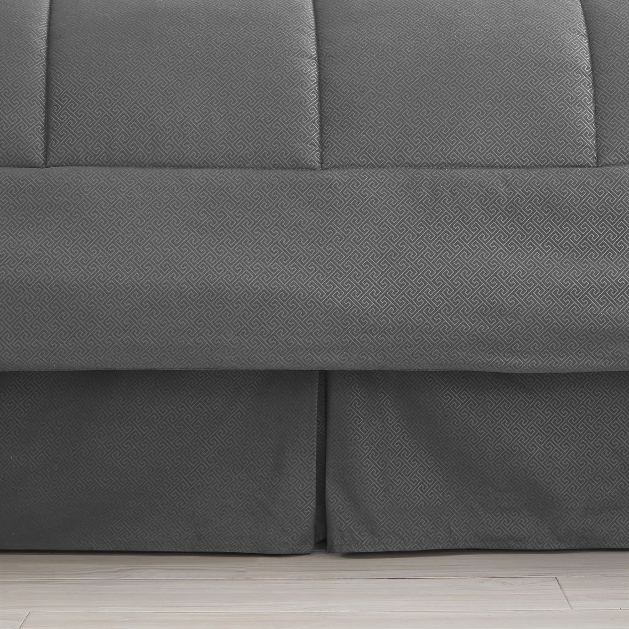 King Size Comforter Set 8 Piece Bed In A Bag With Bed Skirt, Fitted Sheet, Flat Sheet, 2 Pillowcases, 2 Pillow Shams, King, Greek Key Gray