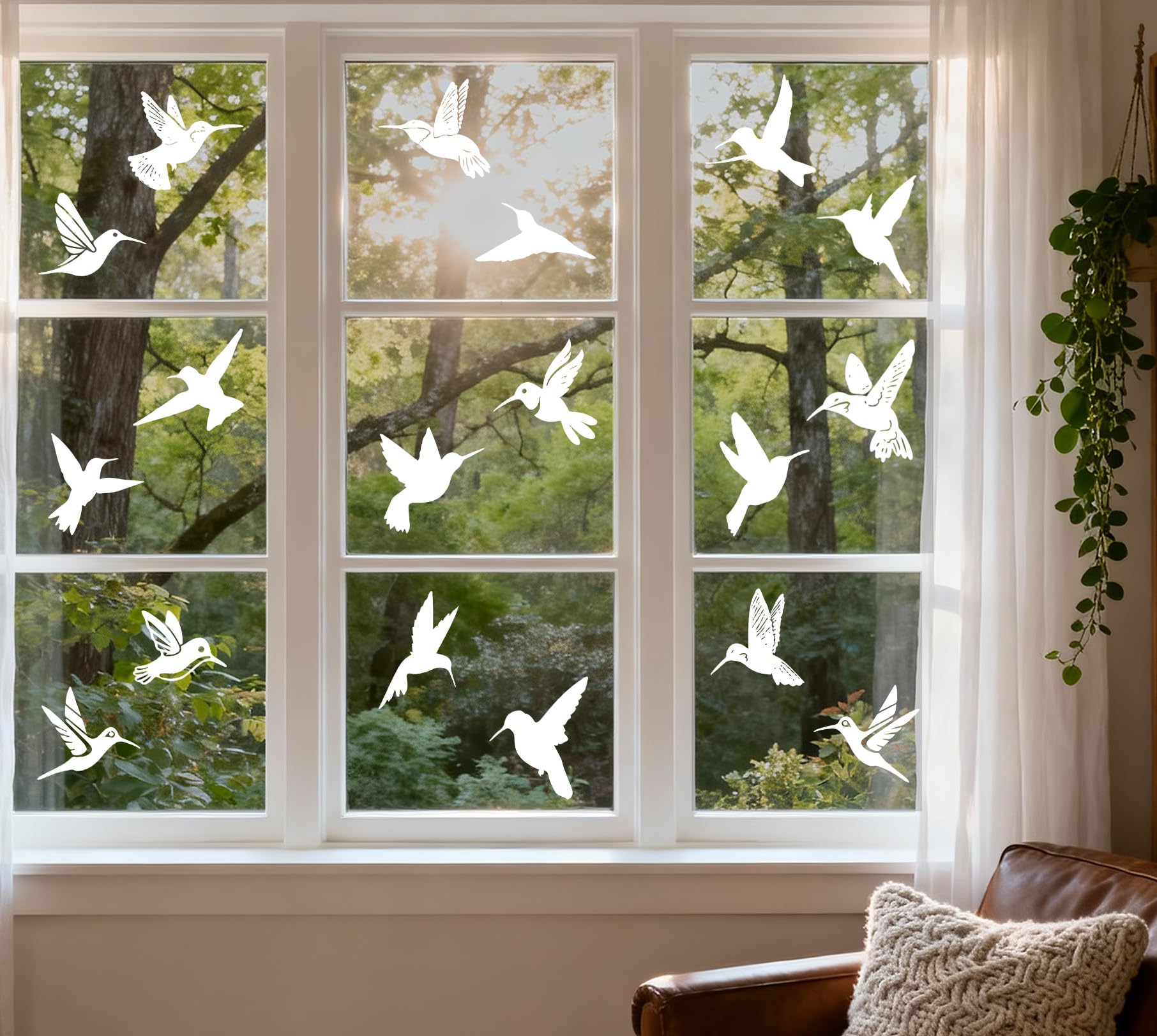 9 Sheets Anti-Collision Window Bird Decals, Protect and Save Wild Birds from Strikes, Vinyl Sticker Bird Deterrent for Glass Win