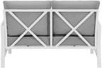 Crosley Furniture Kaplan Outdoor Loveseat, 2-Person Patio Couch for Porch, Deck, Backyard, Balcony, White with Gray Cushions