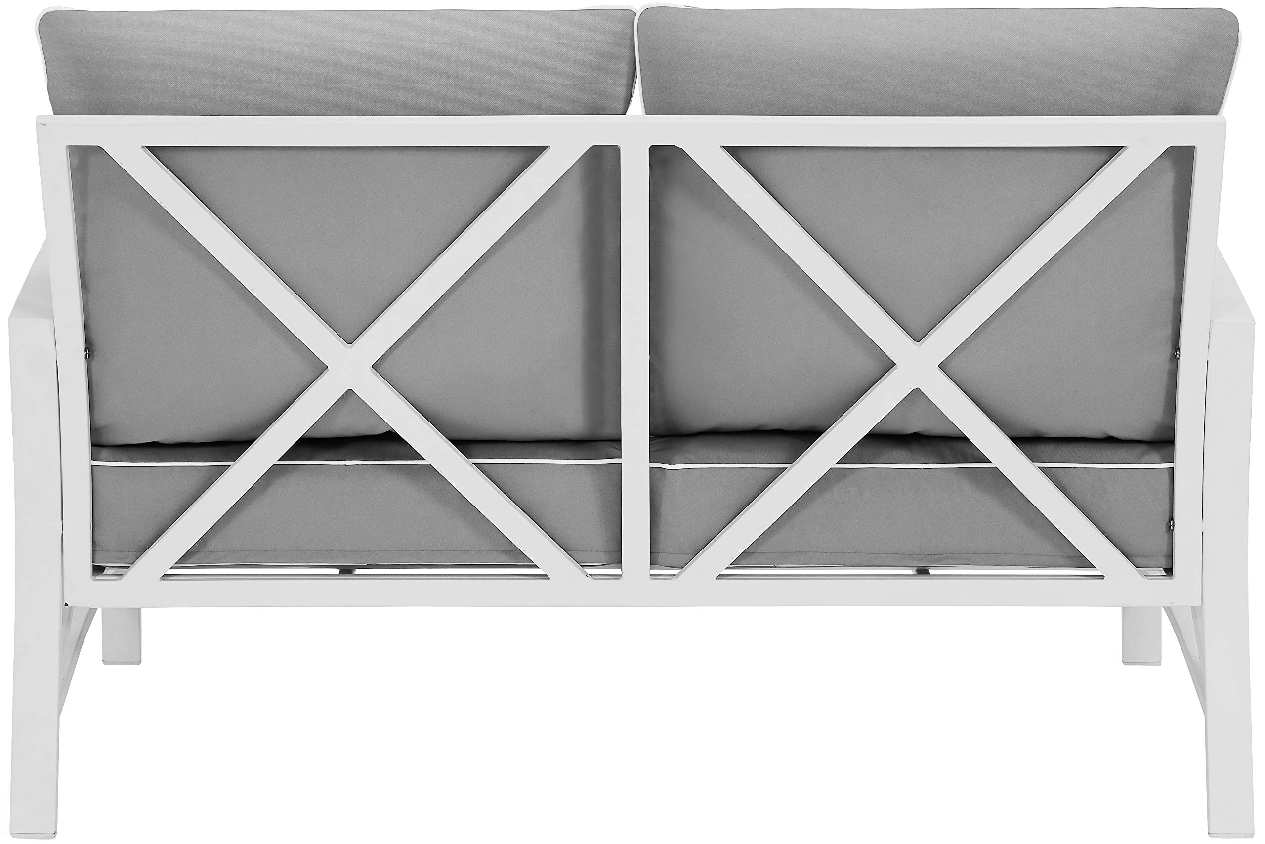 Crosley Furniture Kaplan Outdoor Loveseat, 2-Person Patio Couch for Porch, Deck, Backyard, Balcony, White with Gray Cushions