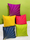 Balley Silk Decorative Golden Striped Throw Pillow Cover Bedroom & Living Room Cushion Cover Set Sofa 16 X 16 Inches (Set Of 5)