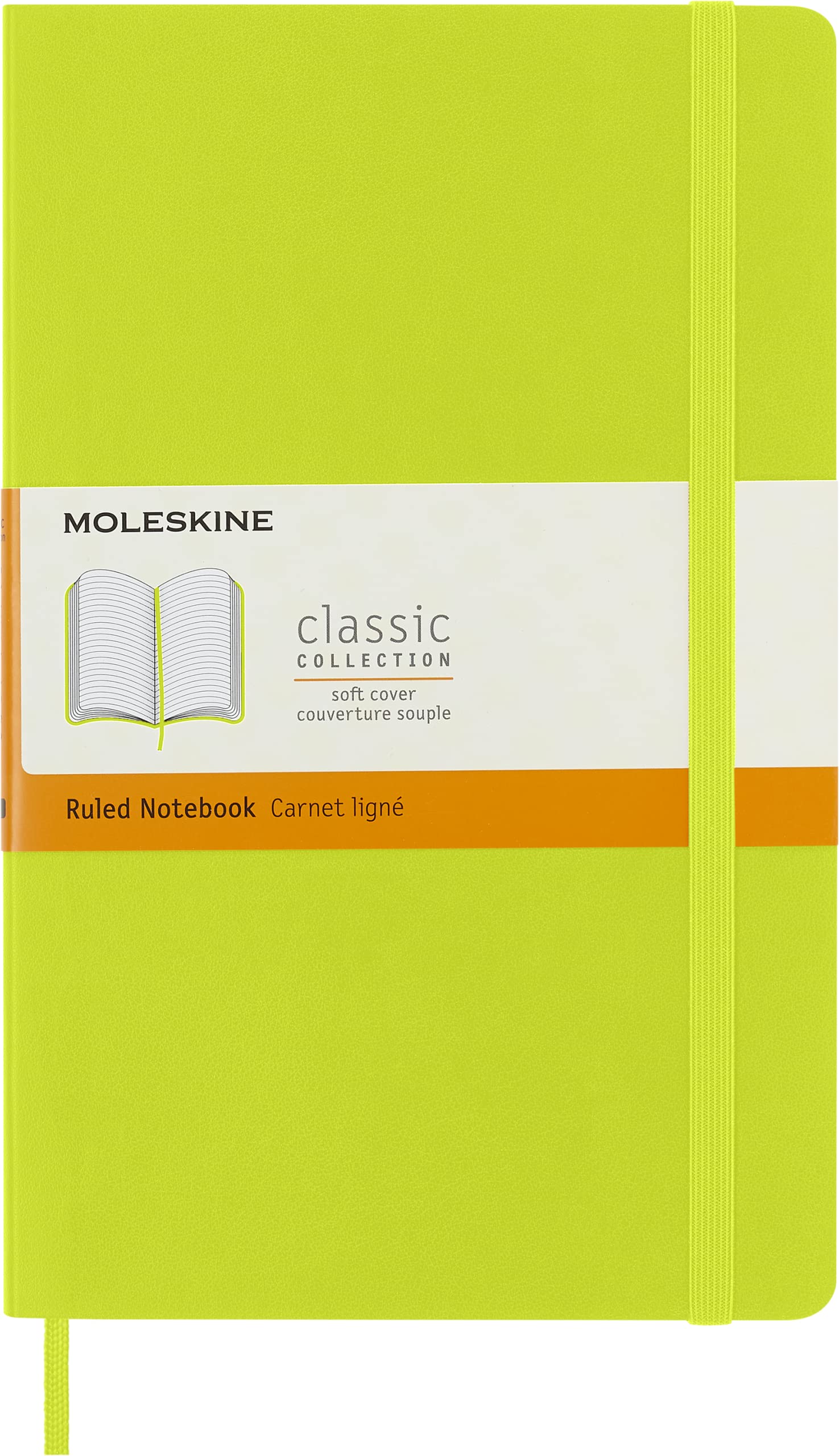 Moleskine Classic Notebook, Soft Cover, Large (5' X 8.25') Ruled/Lined, Lemon Green, 192 Pages