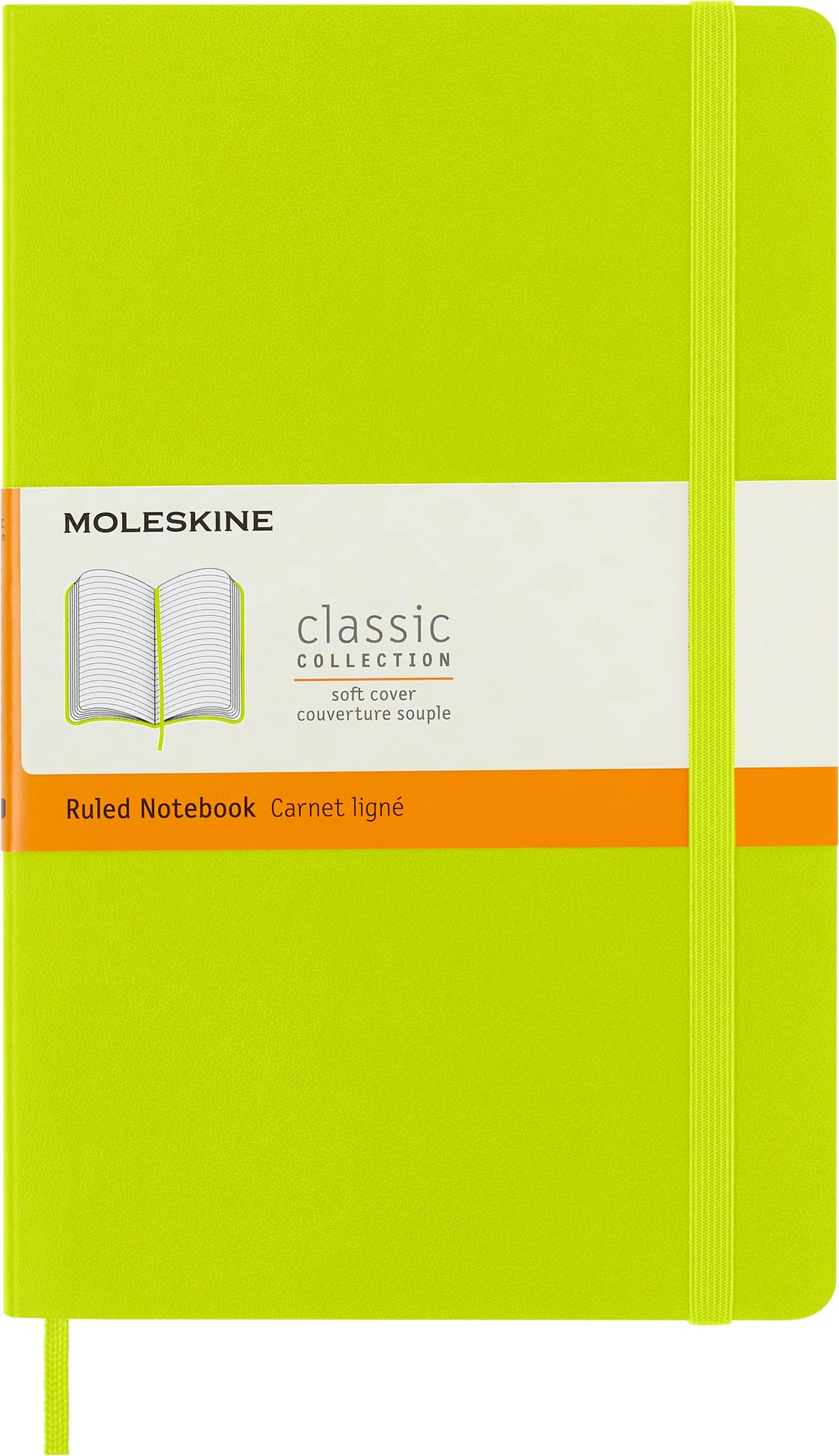 Moleskine Classic Notebook, Soft Cover, Large (5' X 8.25') Ruled/Lined, Lemon Green, 192 Pages