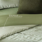 Casaagusto Full Size Comforter Set, 7 Pieces Sage Green Seersucker Bed In A Bag Full Size Soft All Seasons, Bedding Sets Full Wi