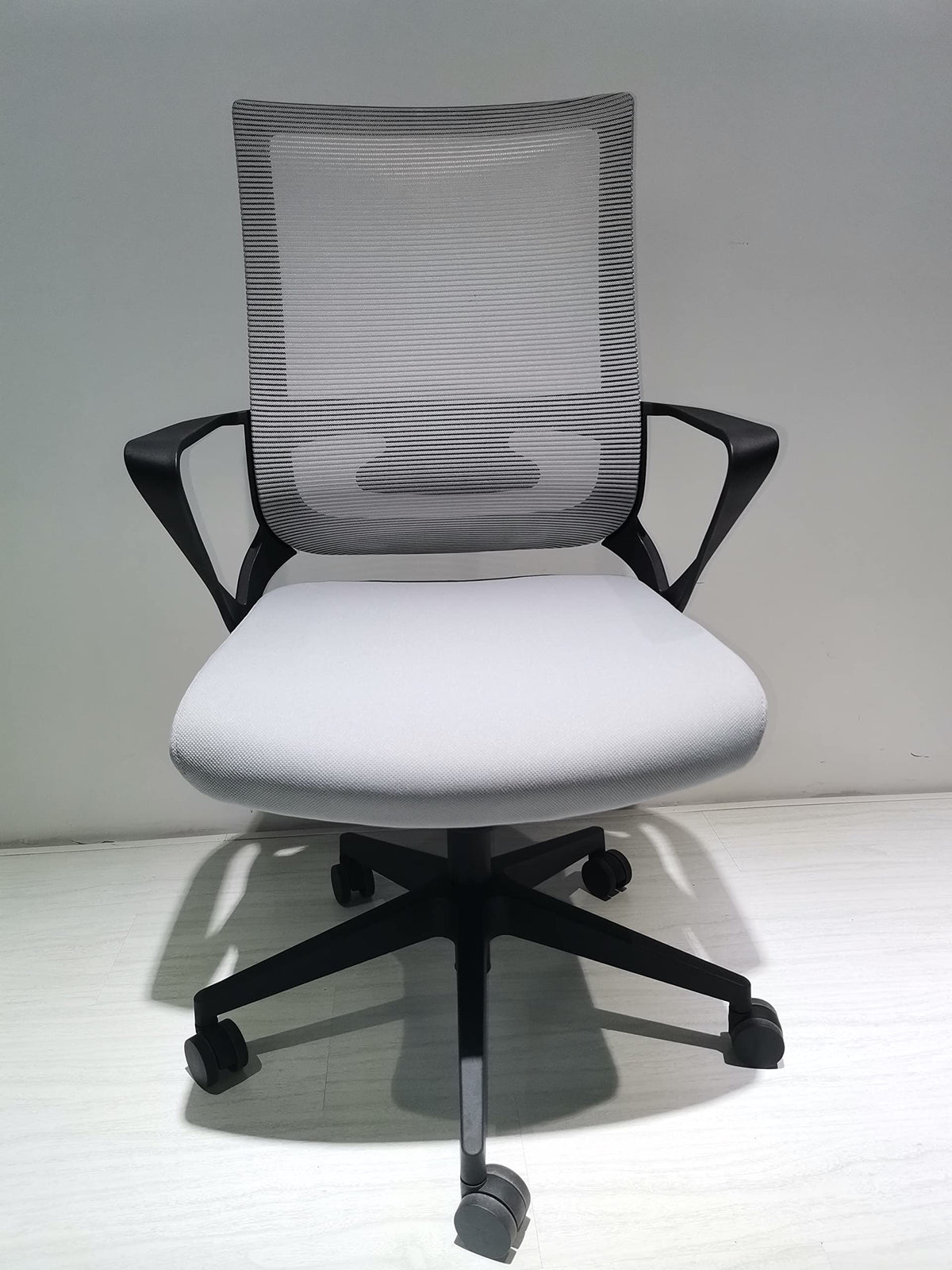 Perm Office Chair With Fixed Armrest And Nylon Base, Smokey Oak/ Black