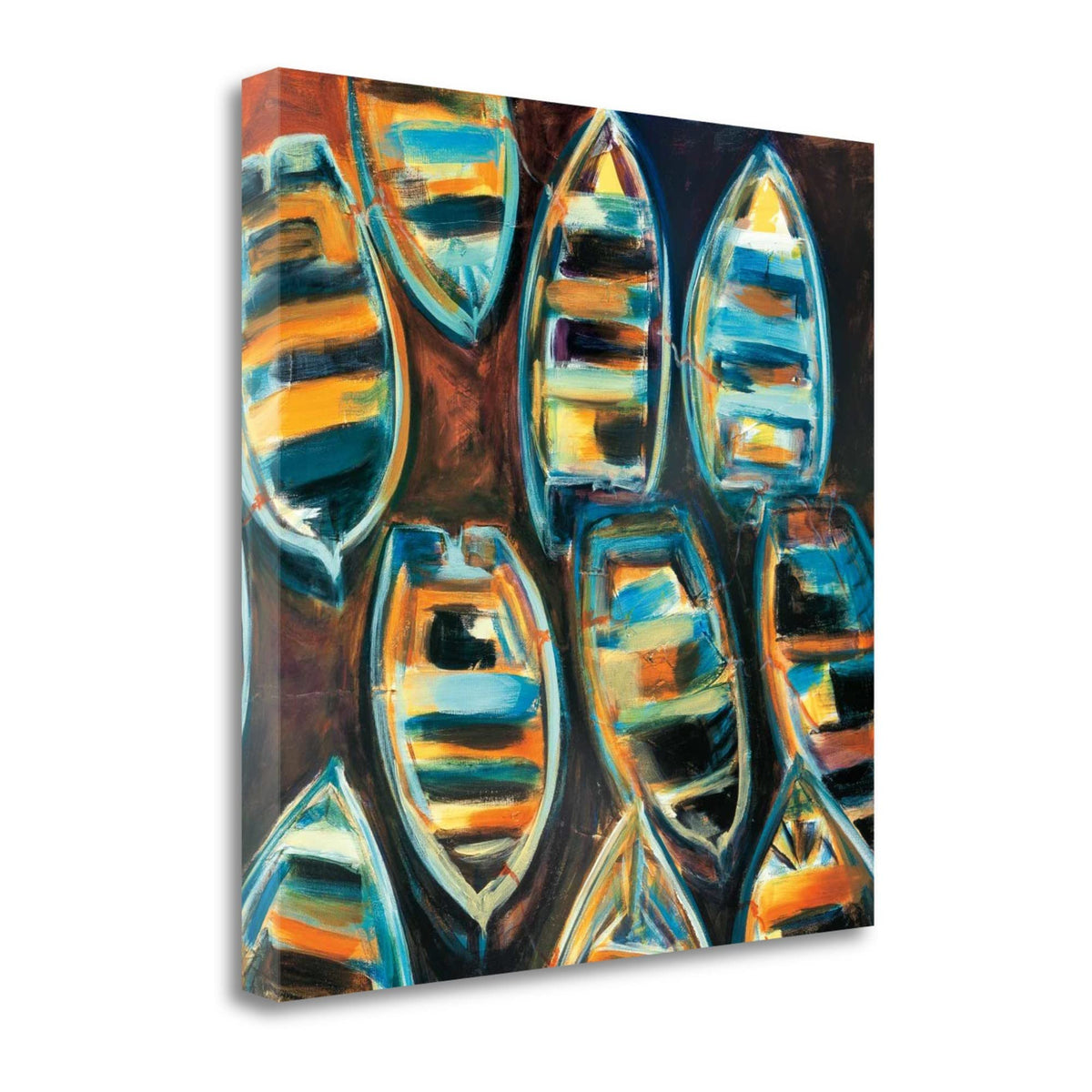 20' Brightly Painted Rowboats Gallery Wrap Canvas Wall Art