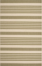 SAFAVIEH Courtyard Collection 8' x 11' Green/Beige CY6062 Stripe Indoor/ Outdoor Waterproof Easy-Cleaning Patio Backyard Mudroom