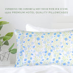 Elegant Comfort Ultra Soft Set Of 2 Floral Print Pillowcases - 1500 Premium Hotel Quality Microfiber, Soft And Smooth Envelope Closure 2-Piece Pillow Covers - Standard/Queen, Blue Laurel