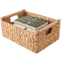 Best Choice Products Wicker Storage Basket, Shelf Organizer Basket w/Wooden Handles, Woven Rectangular Storage Bin, Natural Wate