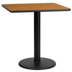 Flash Furniture Graniss 30'' Square Natural Laminate Table Top With 18'' Round Table Height Base