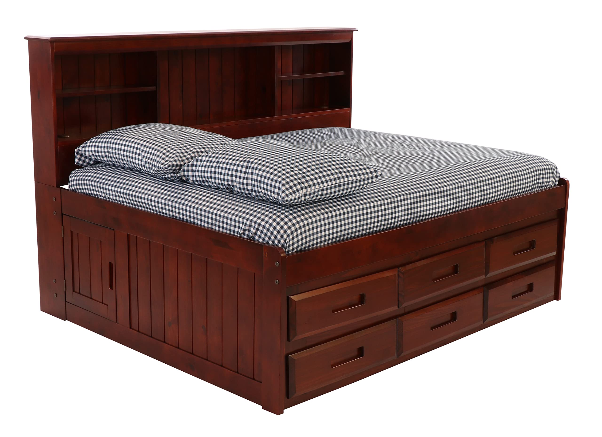 OS Home and Office Furniture Model 82823K6-22, Solid Pine Full Daybed with Six Drawers in Rich Merlot