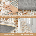 Pauwer Hallway Runner Rug 2X10, Long Washable Kitchen Rugs Runner, Farmhouse Vintage Medallion Area Rug Carpet Runner, Soft Thro