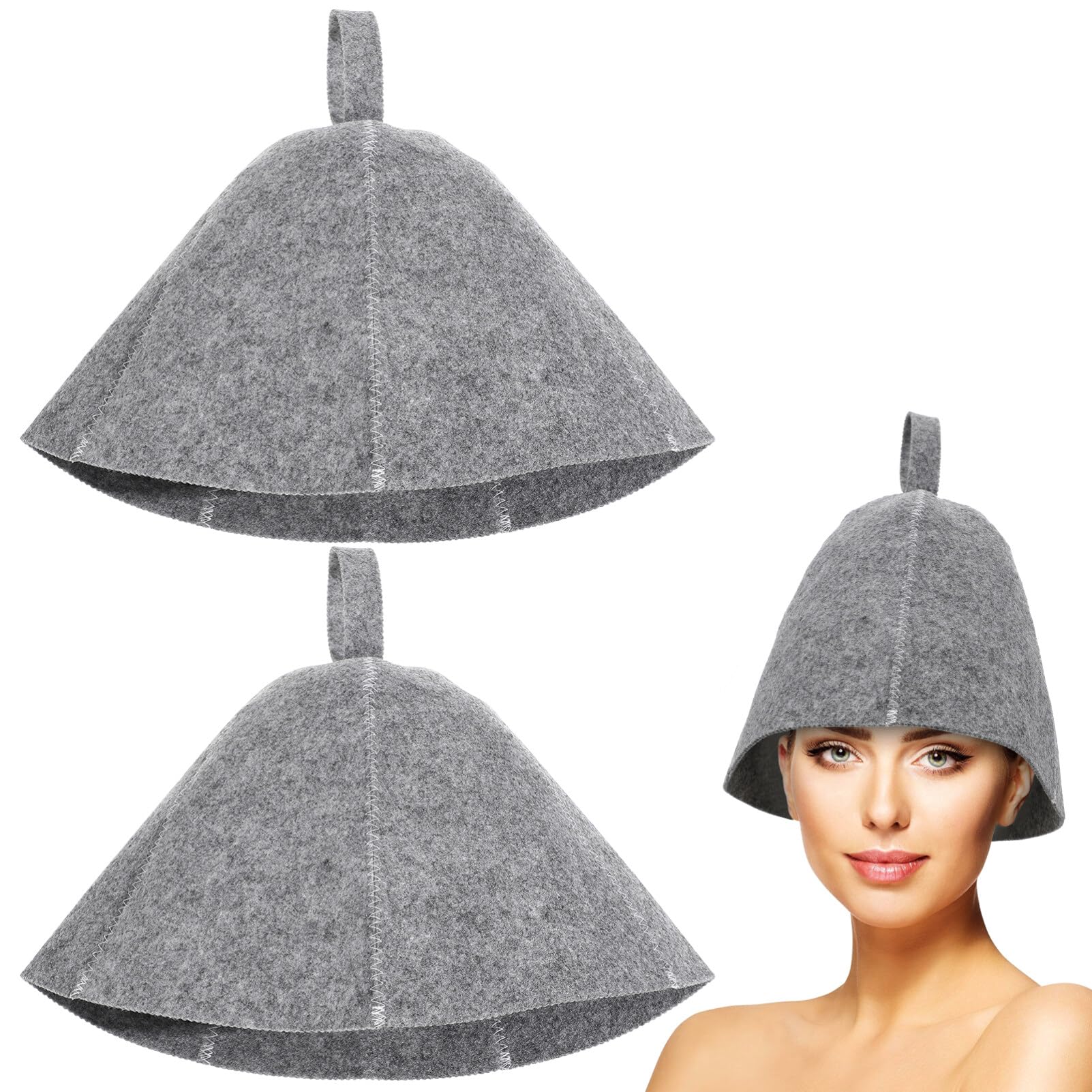 Tofficu Russian Banya Hat 2Pcs Original Wool Sauna Hat Russian Felt Bath Hat Vaporarium Hat For Women Men Grey Vaporarium Hat