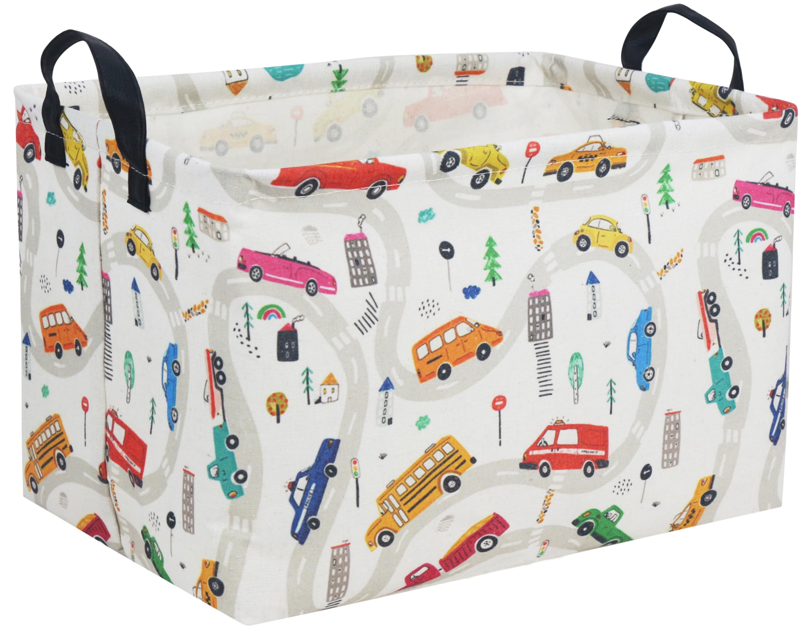 Essme Rectangular Boys Basket,Kids Storage Basket with Handles for Car Decor,Racing Storage Bin(Car)