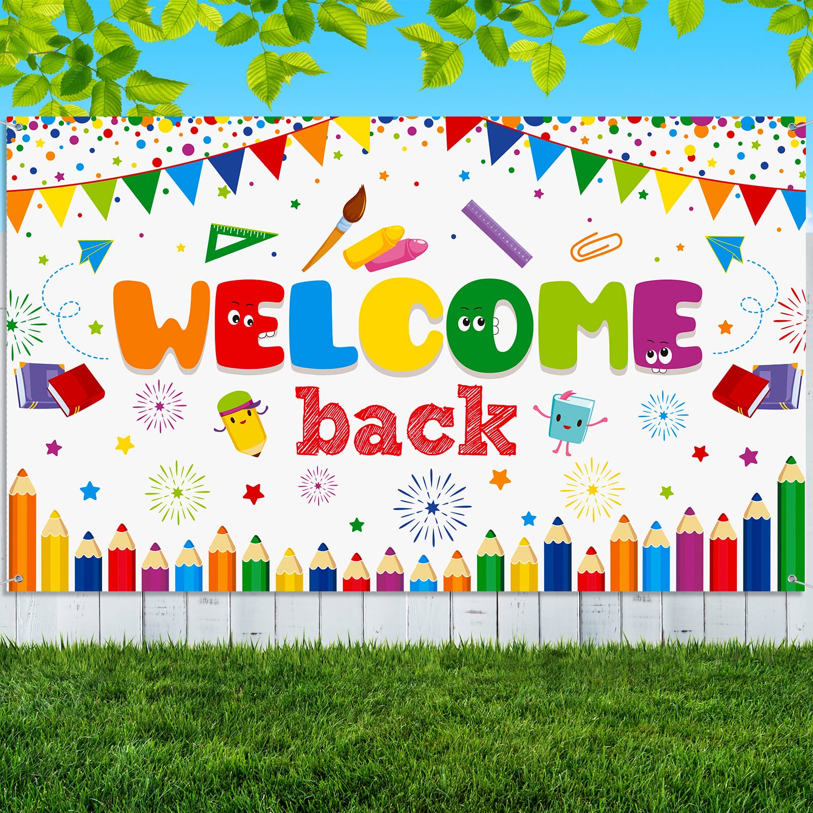Welcome To School Banner First Day Of School Backdrop Banner Large Fabric Welcome Banner Poster Bulletin Board Flag Photo Booth