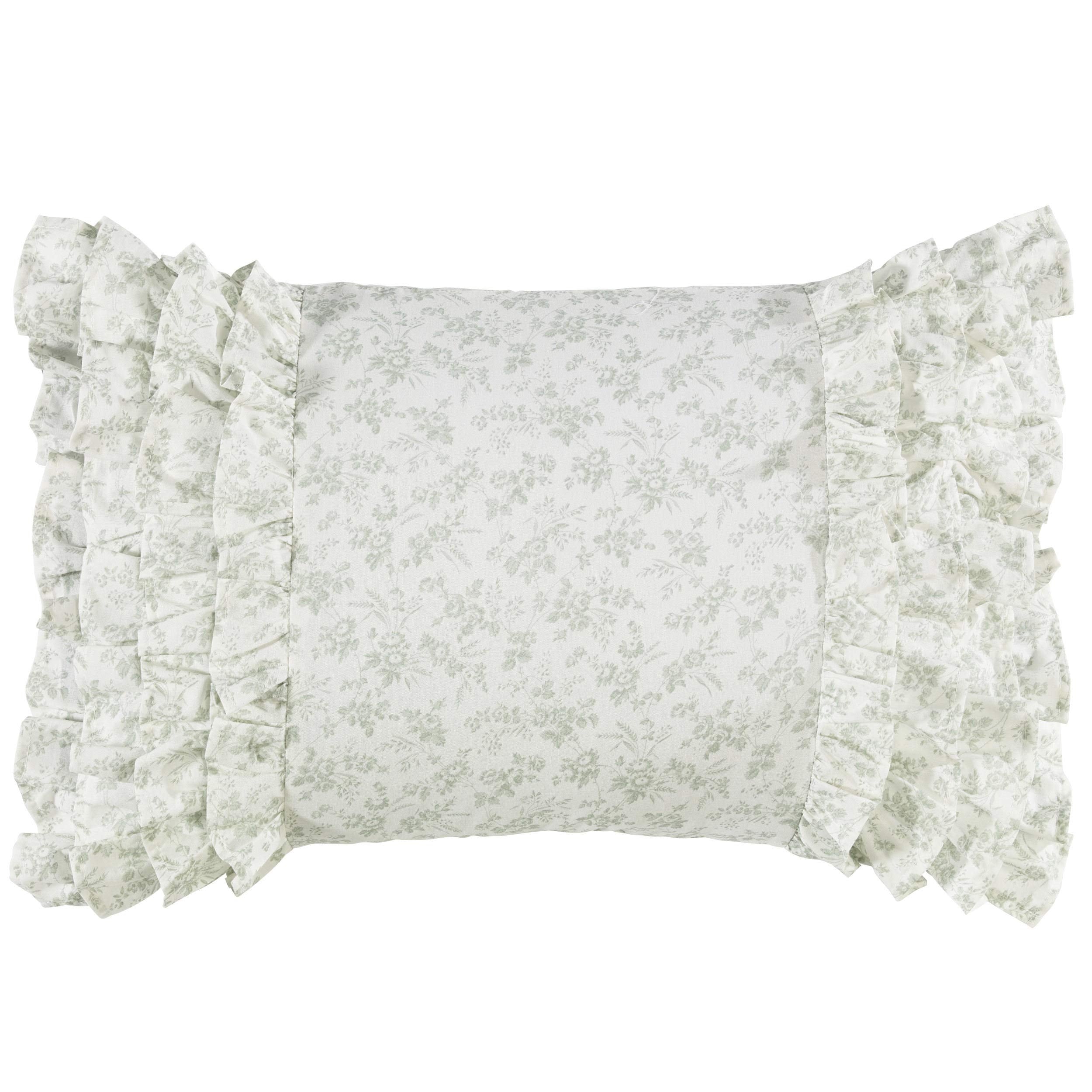 Laura Ashley Throw Pillow Cotton Envelope Closure, Elegant Home Decor For Couch Or Bed, 14' X 20', Harper Pale Green