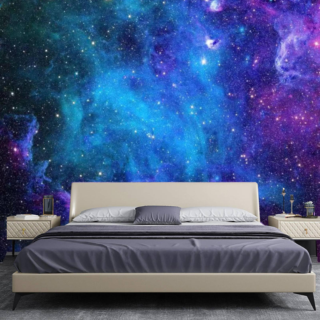 Apdidl Extra Large Galaxy Space Tapestry For Bedroom Aesthetic 90'' X 71'' Blue Starry Sky Stars Universe Tapestry Mysterious Ne