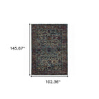 HomeRoots 510066 9 x 12 ft. Blue & Purple Oriental Power Loom Stain Resistant Rectangle Area Rug