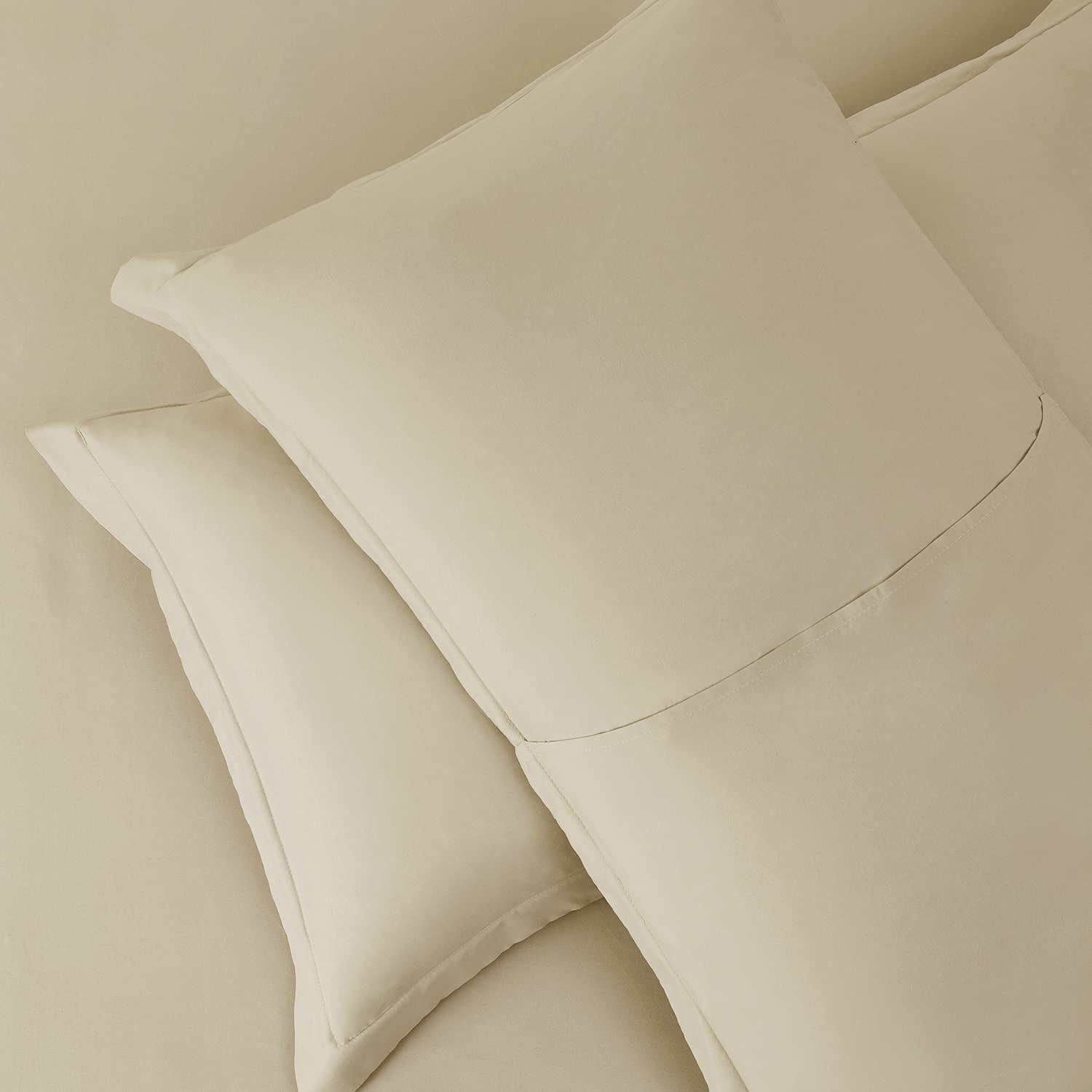 Nestl Beige Cream Duvet Cover Full Size - Soft Double Brushed Full Size Duvet Cover Set, 3 Piece, With Button Closure, 1 Duvet C