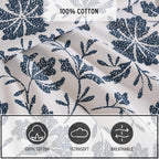Eddie Bauer - King Sheet Set, Premium Cotton Percale Bedding Set, Floral Home Decor, Oeko-Tex Certified (Woodblock Floral Blue, King)