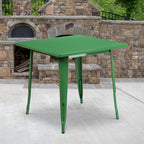 Flash Furniture Felix Commercial Grade 31.5" Square Green Metal Indoor-Outdoor Table