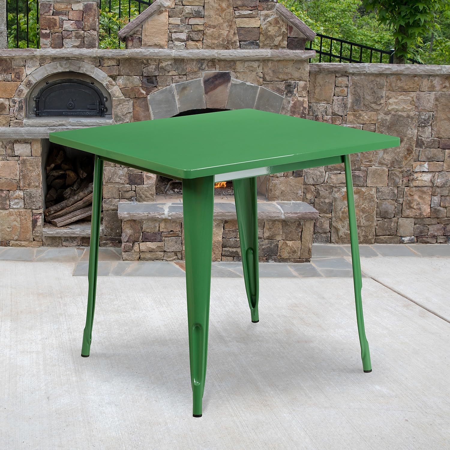 Flash Furniture Felix Commercial Grade 31.5" Square Green Metal Indoor-Outdoor Table