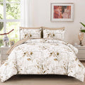 Wongs Bedding Brown Comforter Set Full Size, 7 Pieces Botanical Bed In A Bag Golden Leaves Bedding Set Soft Microfiber Full (1 C