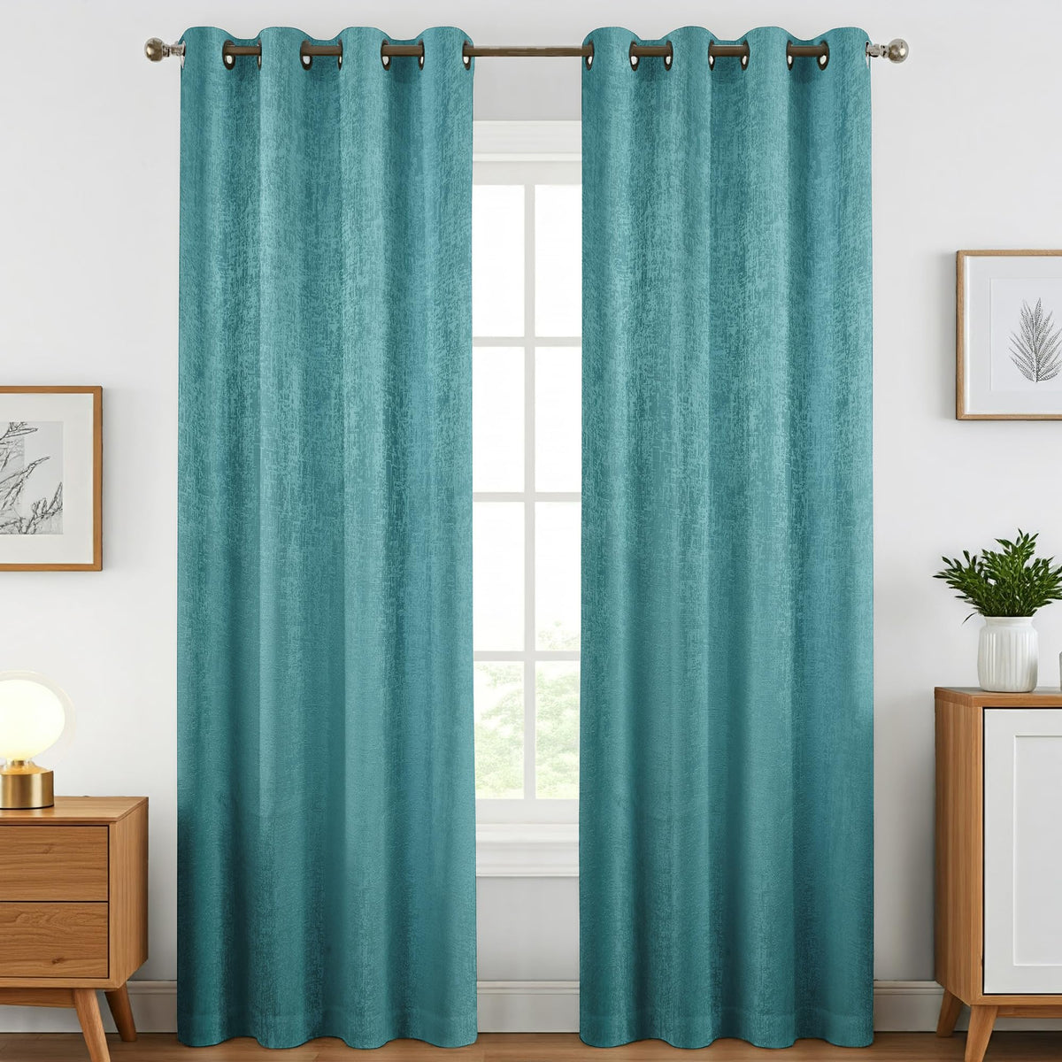 FRESH FROM LOOM Supreme Texture Polyester Padre| Curtains for Home 9 Feet | Semi Black Out 80% Room Darkening Screens (Aqua | 2p