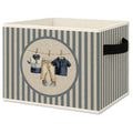 JMENGSSFL Boy Nursery Foldable Storage Bins Box with Handles, Blue Striped Laundry Clothesline Toddler Boy Collapsible Organizer