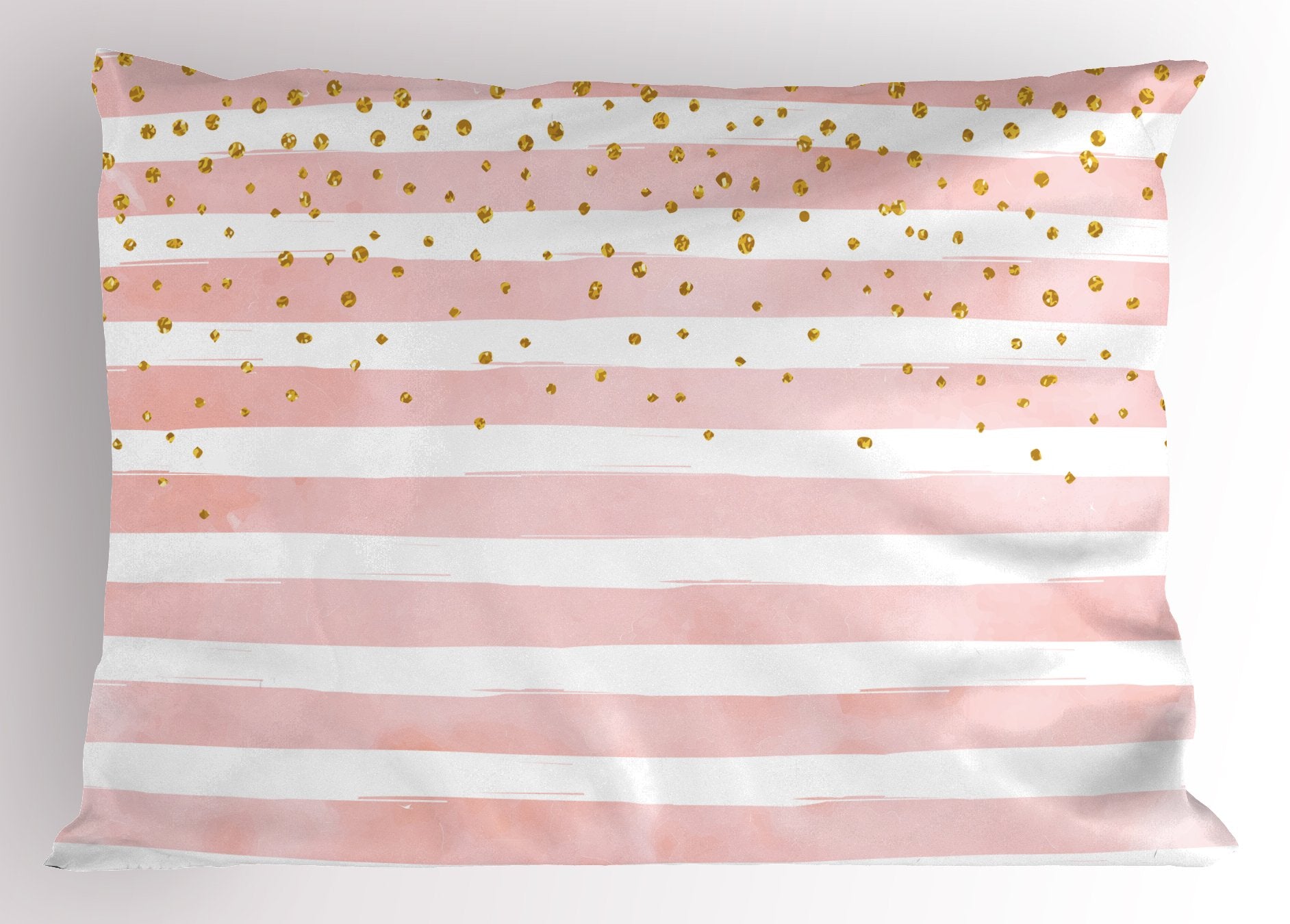 Lunarable Modern Pillow Sham, Watercolor Paint Horizontal Stripes And Dots Artistry Illustration, Decorative Standard Size Print